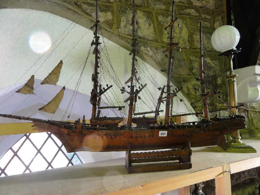 Appraisal: A well made oak model of a ship with four