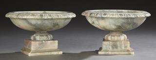 Appraisal: Pair of Carved Alabaster Campana Form Coupes th c with