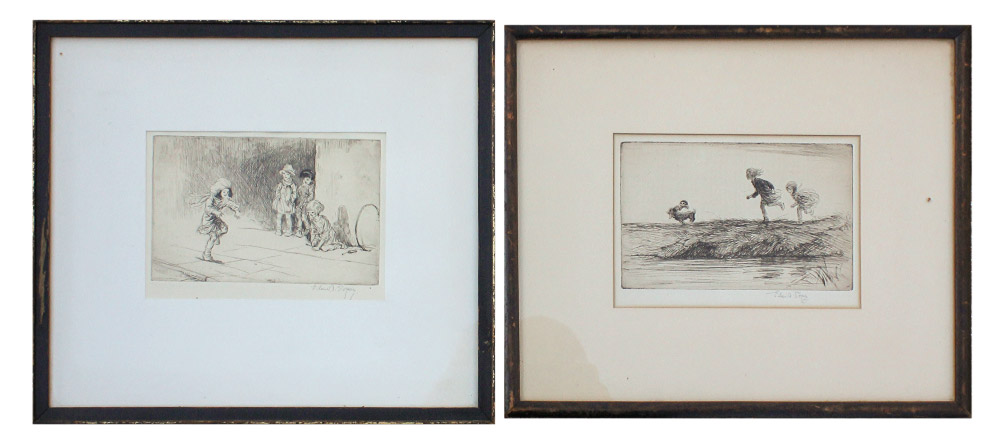 Appraisal: SOPER Eileen British - Etchings Children Chasing After A Dog