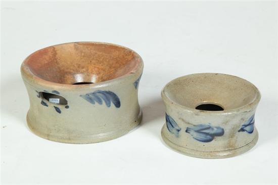 Appraisal: TWO STONEWARE CUSPIDORS American nd half- th century Both have