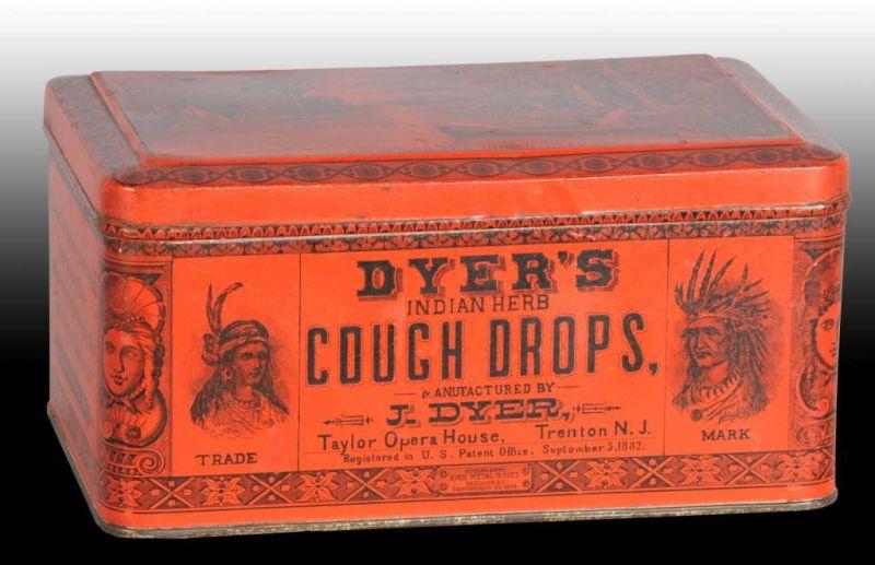 Appraisal: Dyer's Indian Herb Cough Drops Tin Description Circa s Great