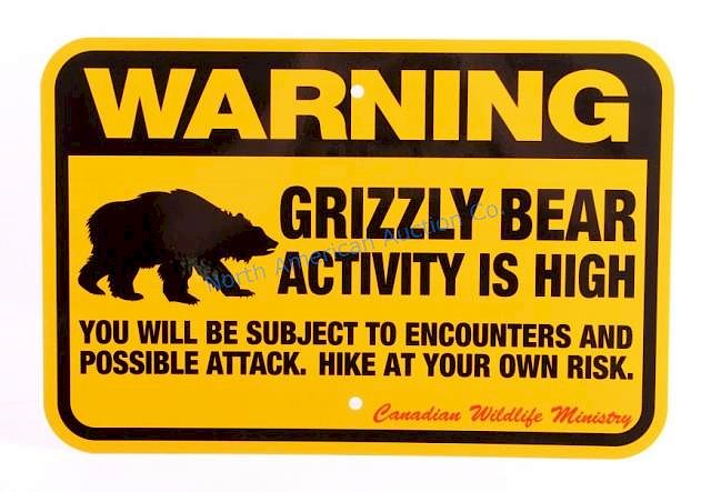 Appraisal: Grizzly Bear Warning Sign from Canada This is a Grizzly