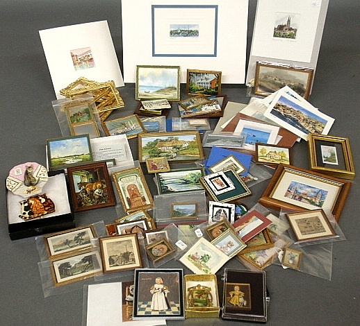 Appraisal: - Large group of miniature artwork frames etc to include