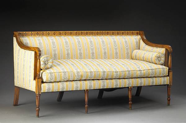 Appraisal: A George III style satinwood inlaid mahogany settee second quarter