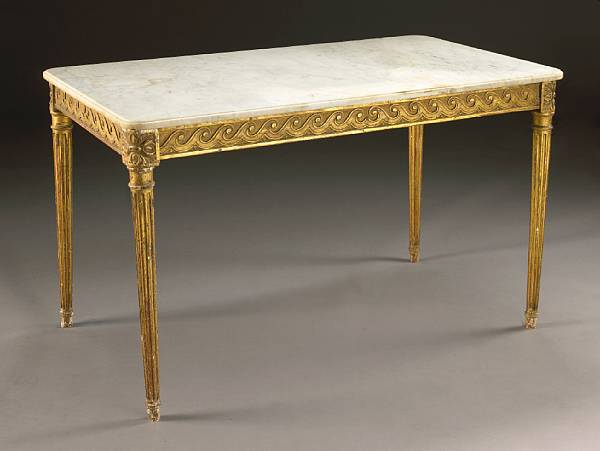 Appraisal: A Louis XVI style carved giltwood center table fourth quarter