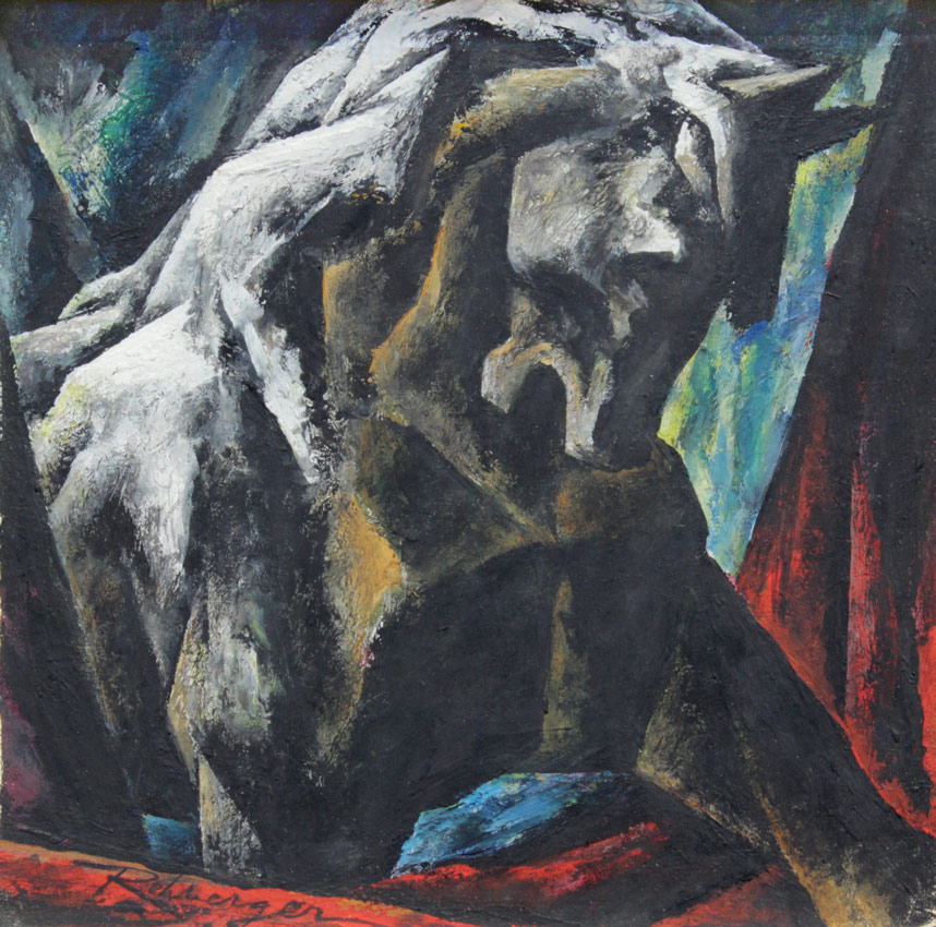 Appraisal: REHBERGER Gustav American - Modernist Stallion Oil Paper Sight size