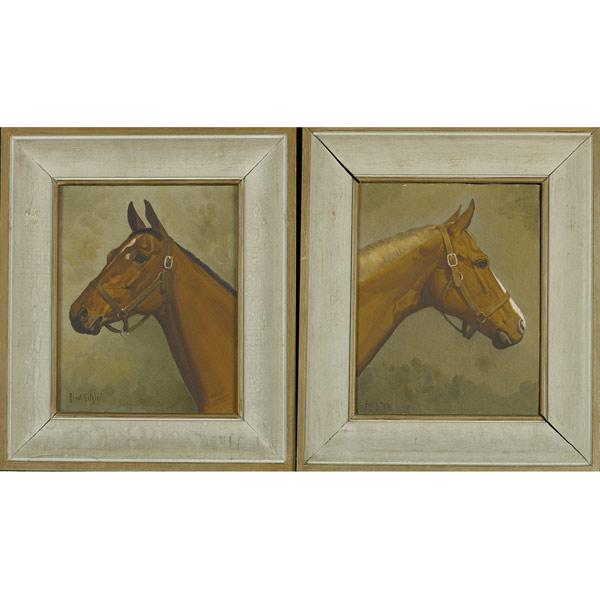 Appraisal: FRED SITZLER American b Two untitled horse portraits oil on