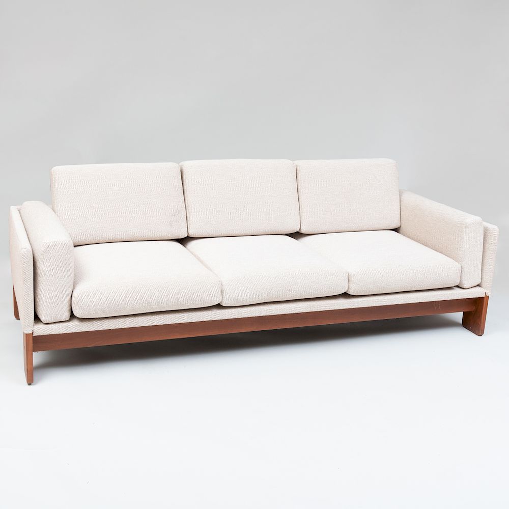 Appraisal: Knoll Teak and Upholstered Three Seat Sofa x ft x