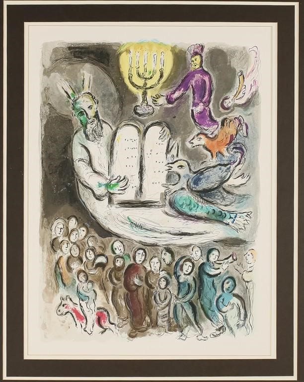 Appraisal: After Marc Chagall French - colored lithograph Exodus Moses and