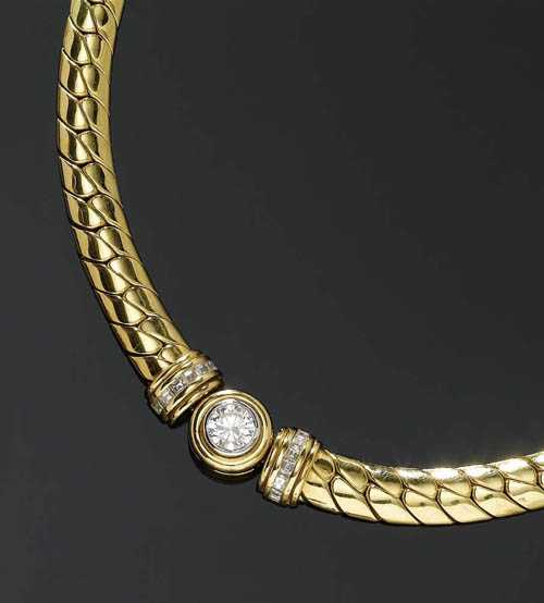 Appraisal: GOLD AND DIAMOND NECKLACE BUCHERER Yellow gold Classic panzer necklace