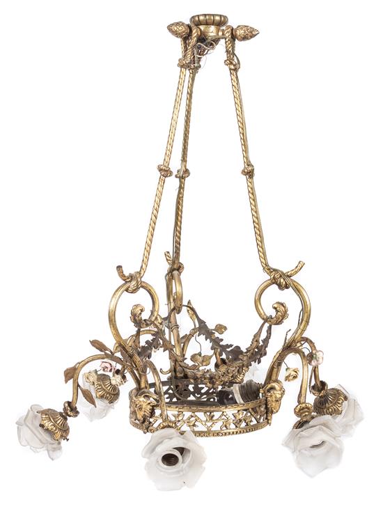 Appraisal: Sale Lot A Neoclassical Gilt Metal Six-Light Chandelier of basket