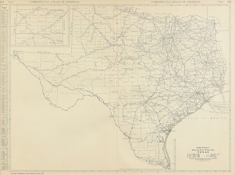 Appraisal: AN VINTAGE MAP Black and White Mileage Map of Texas