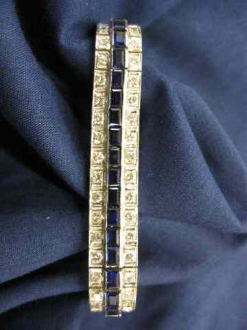 Appraisal: Deco Diamond Bracelet diamonds with synthetic sapphires in middle carats