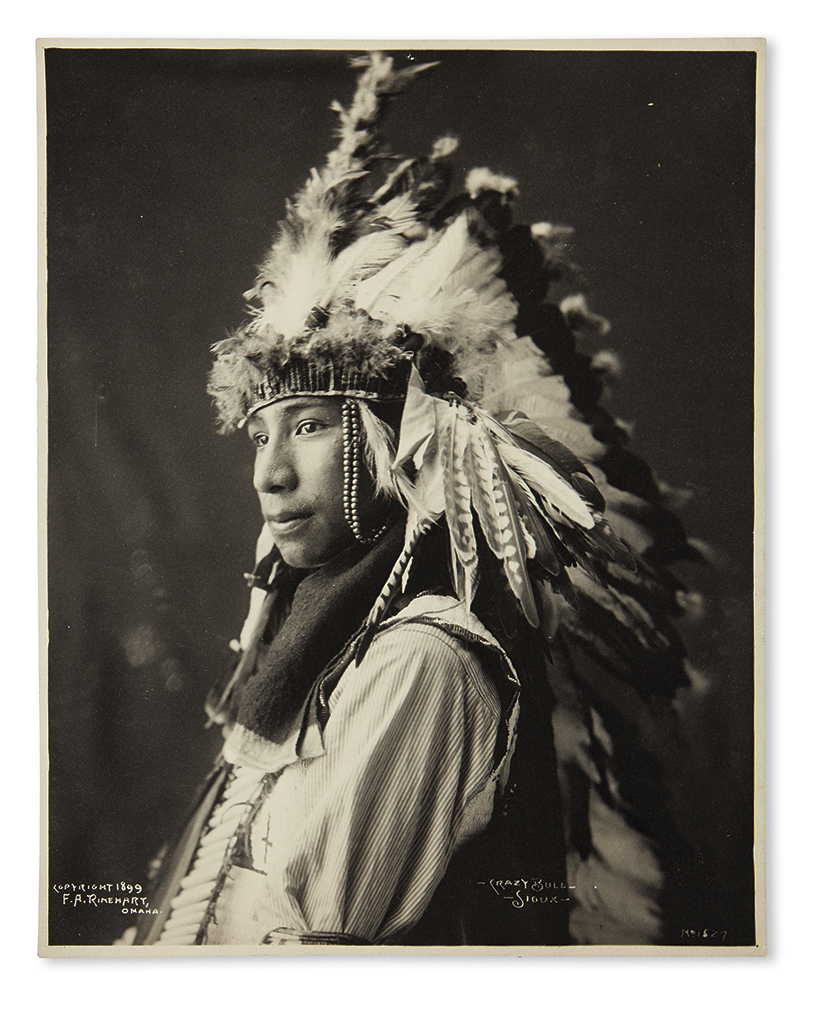 Appraisal: AMERICAN INDIANS--PHOTOGRAPHS Rinehart Frank A Crazy Bull Sioux Platinum print