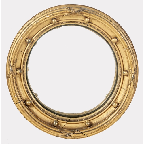 Appraisal: A English giltwood and composition convex mirror first half th