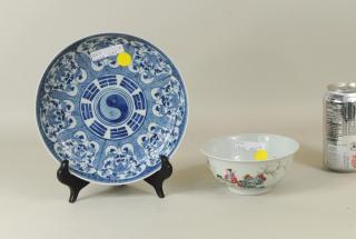 Appraisal: Chinese Porcelain Blue White Dish Chinese porcelain blue and white