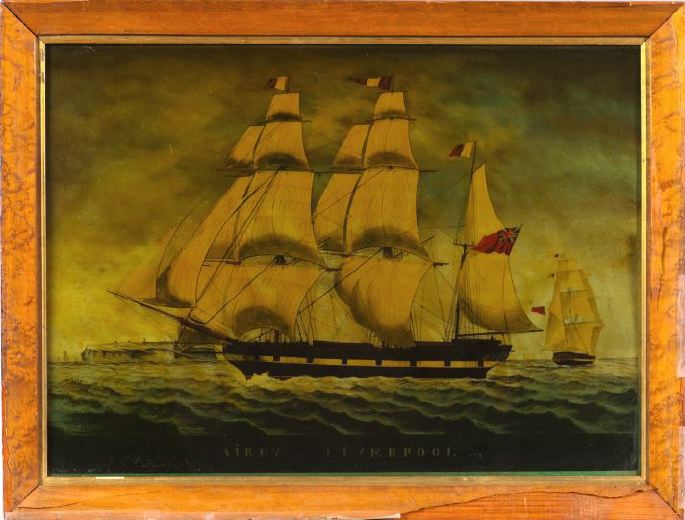 Appraisal: Good Large Georgian-Style Eglomise Panel depicting the clipper ship Airey