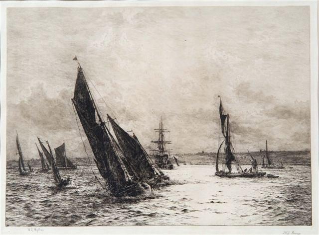 Appraisal: WILLIAM LIONEL WYLLIE - - 'Stiff breeze' etching pencil signed