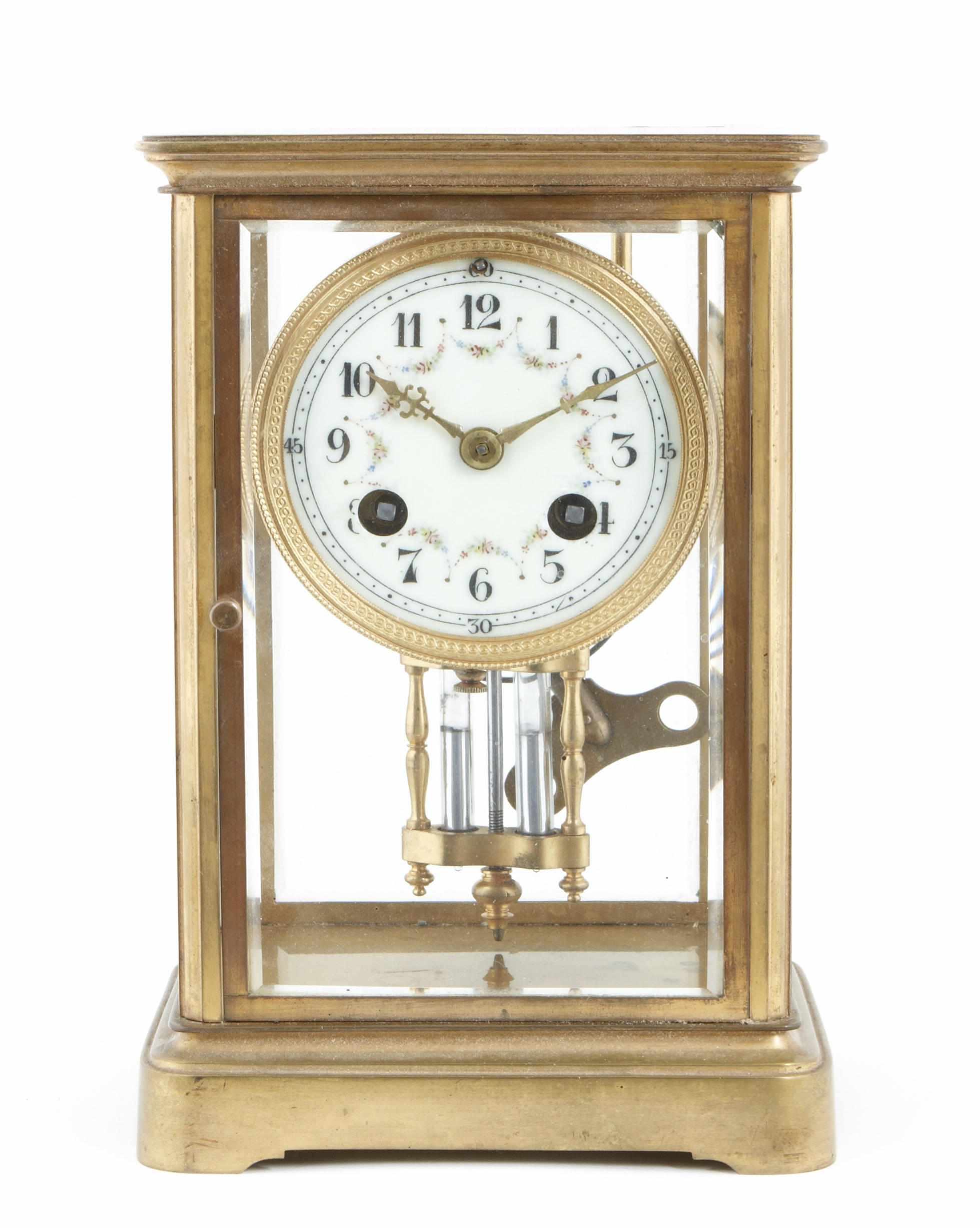 Appraisal: A French brass mantel clock height in width in depth