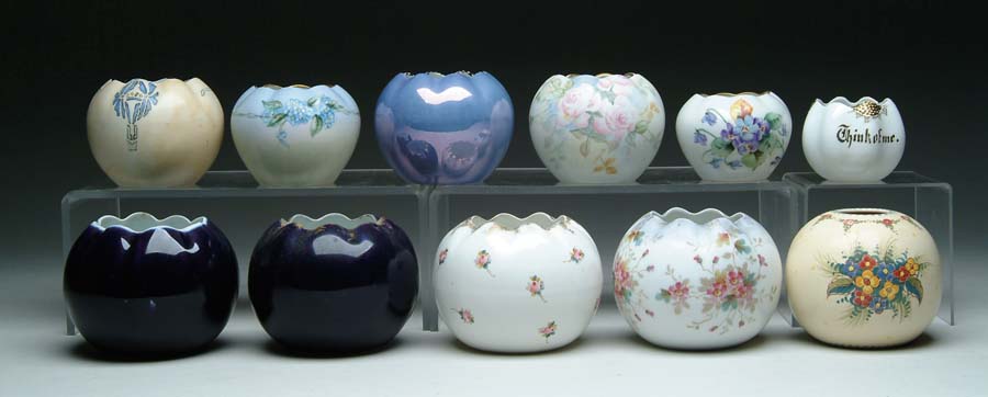 Appraisal: ELEVEN CHINA POTTERY ROSE BOWLS Lot consists of five china