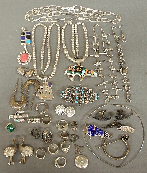 Appraisal: - Group of Mexican and sterling silver jewelry some with