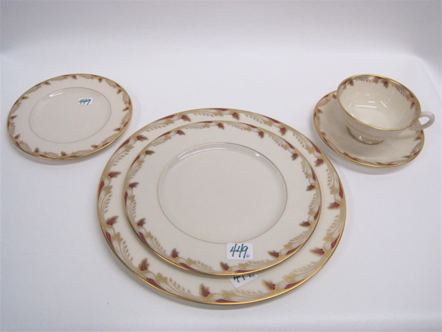 Appraisal: FORTY-ONE PIECE LENOX CHINA SET in the Essex Maroon pattern