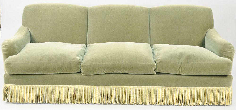 Appraisal: Large mohair upholstered three cushion sofa ht in lg in