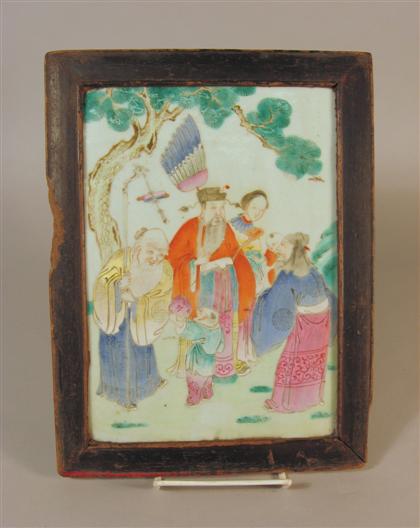 Appraisal: Chinese porcelain plaque qing dynasty Colorfully enameled in the famille