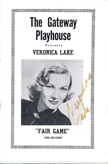 Appraisal: piece Program Signed Lake Veronica Fair Game The Gateway Playhouse