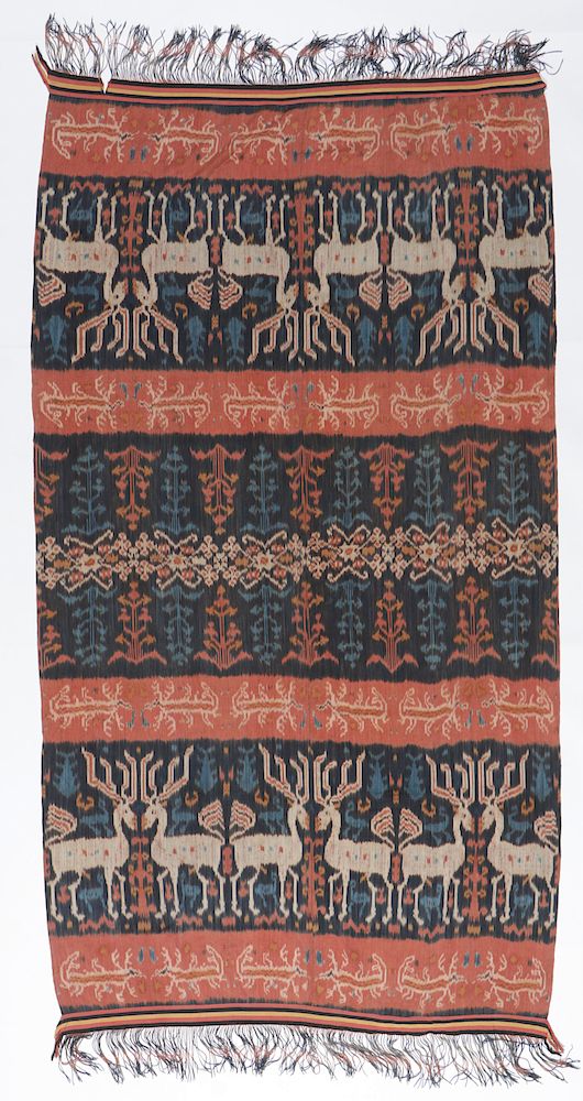 Appraisal: Old Sumba Ikat Hinggi Man's cloth with auspicious symbols hinggi