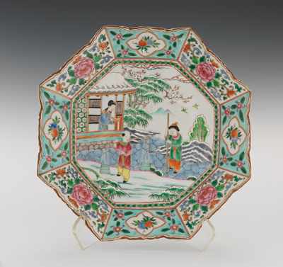 Appraisal: Unique Winter Scene Large Chinese Famille Rose Porcelain Platter Hand-painted