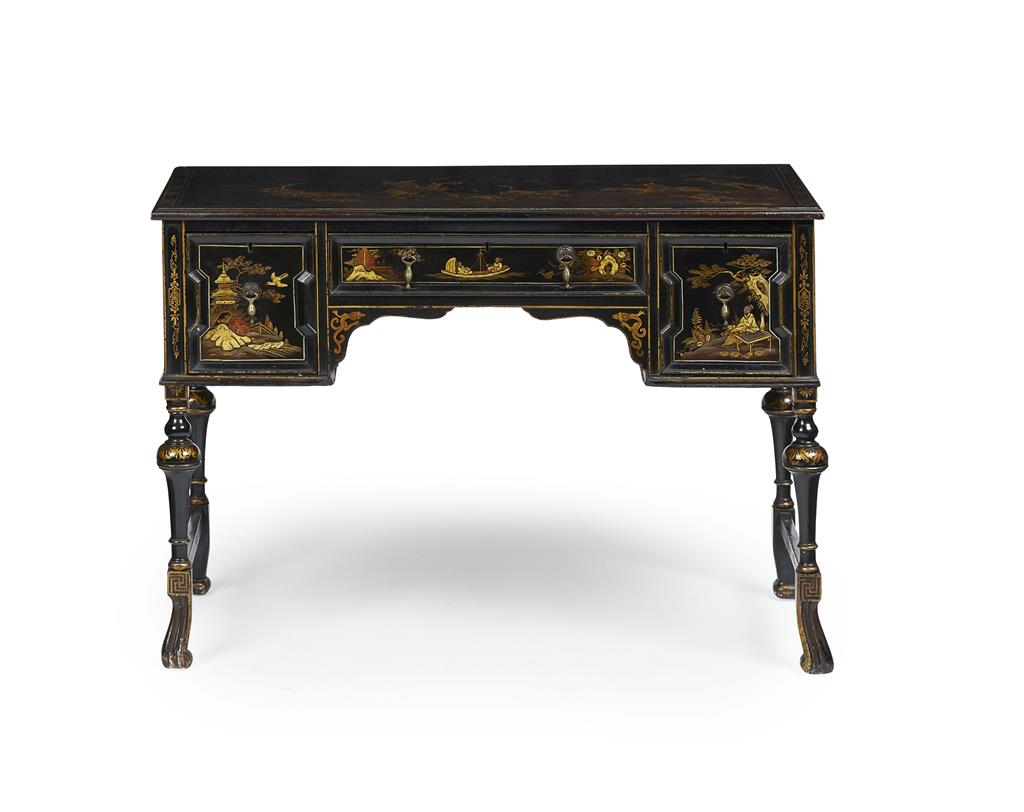 Appraisal: WILLIAM MARY STYLE BLACK JAPANNED WRITING TABLE EARLY TH CENTURY