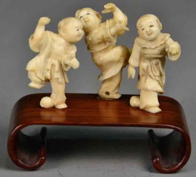 Appraisal: Chinese Cultural Revolution Ivory CarvingFinely carved to depict three boys