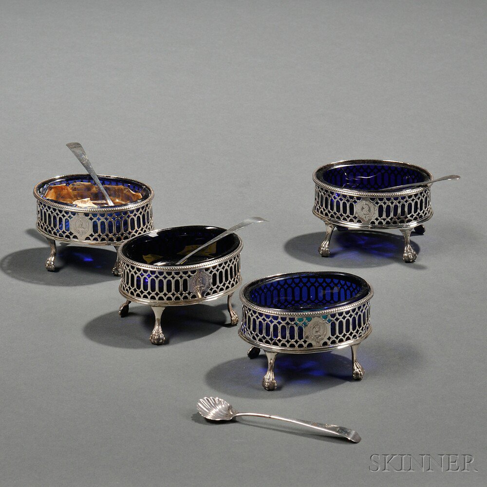 Appraisal: Four George III Sterling Silver Salts London - Robert Hennell