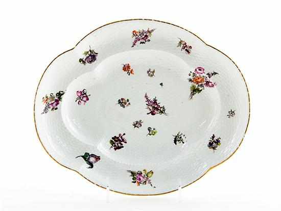 Appraisal: Meissen porcelain platter circa - lobed rim on oblong basketweave