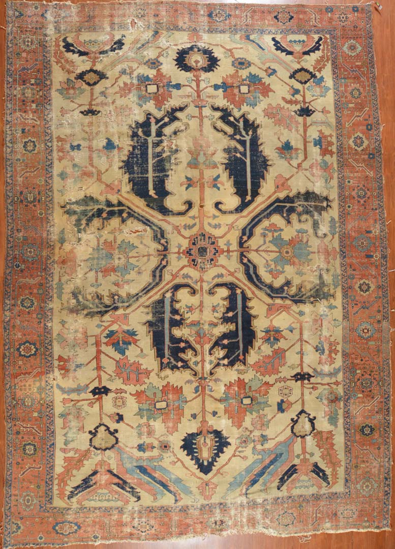 Appraisal: Antique Serapi carpet approx x Persia circa Condition Worn and