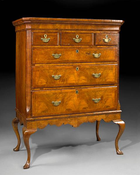 Appraisal: A George II walnut chest on later stand chest first