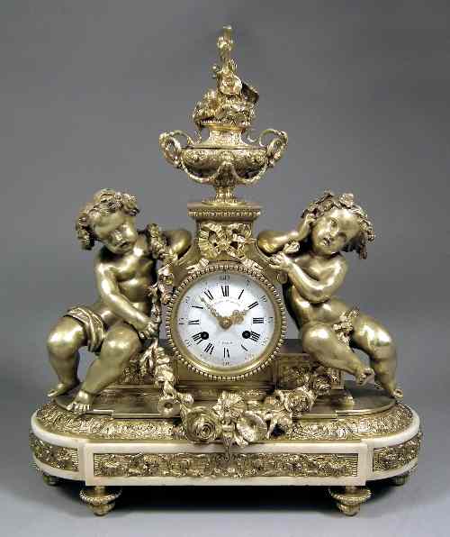 Appraisal: A th Century French gilt brass cased mantel clock by