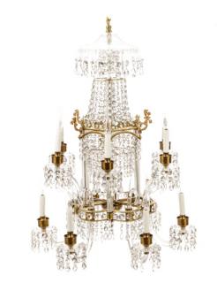 Appraisal: Palatial Empire Style Crystal and Glass Chandelier Continental th century