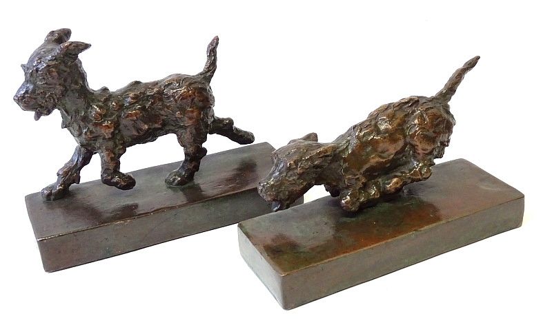 Appraisal: Edith Parsons Bronze Dog Bookends - Puppies Edith Parsons Bronze