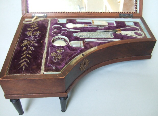 Appraisal: A musical wooden sewing box French Circa in the form