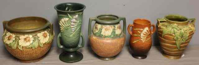 Appraisal: Pieces of Roseville Art Pottery Includes a Roseville Dahlrose small