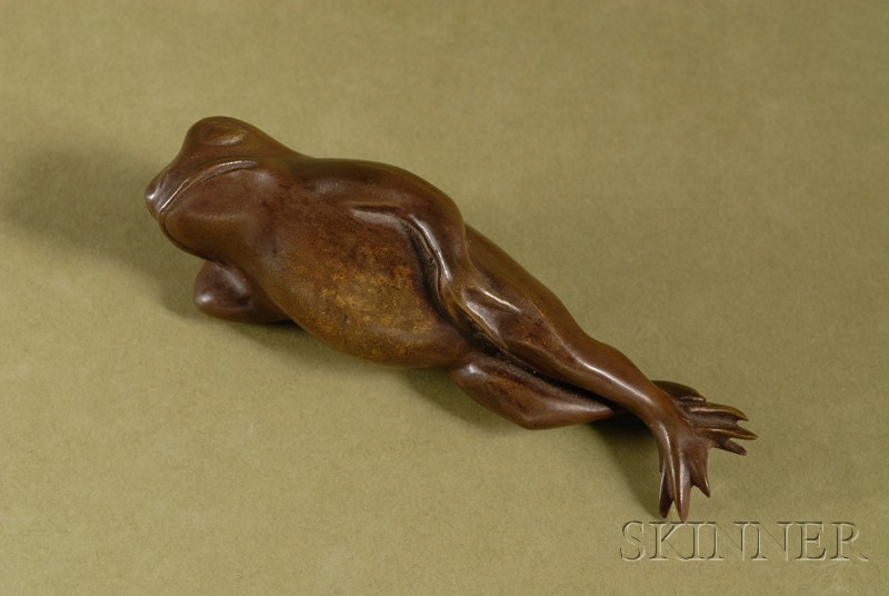 Appraisal: French Solid Cast Recumbent Figure of a Frog early th