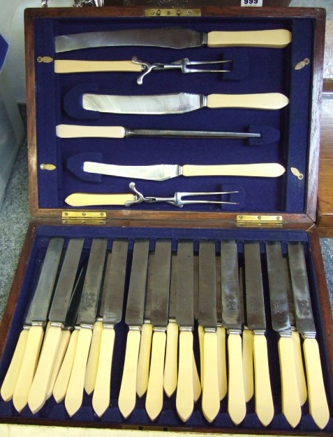 Appraisal: A late th century set of dinner and lunch knives