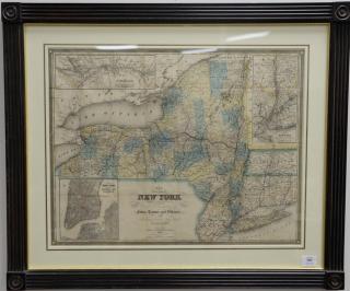 Appraisal: Framed map of the State of New York showing boundaries