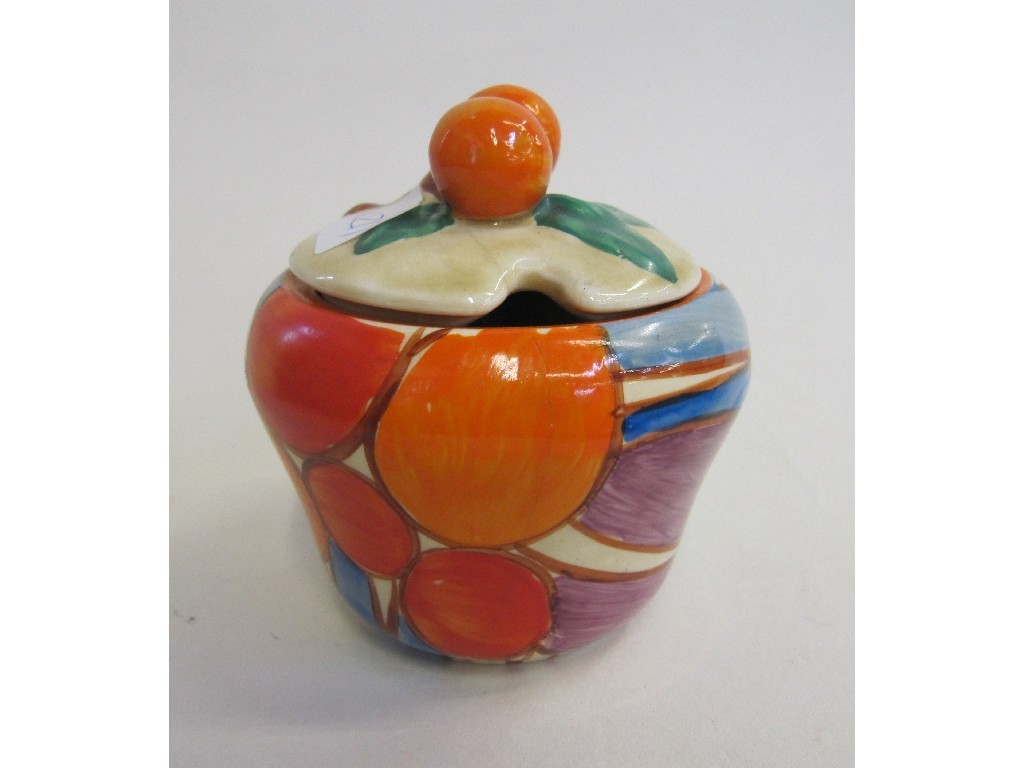 Appraisal: Clarice Cliff Fantastque Bizarre Berries pattern preserve pot and cover