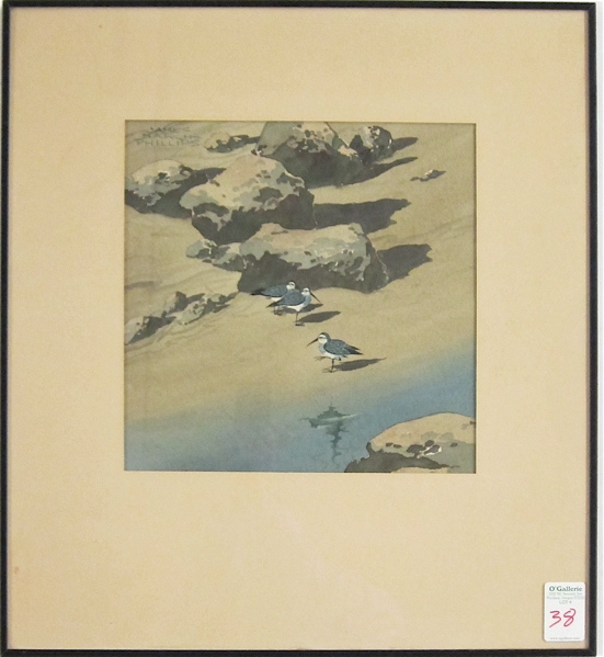 Appraisal: JAMES MARCH PHILLIPS WATERCOLOR ON PAPER California - Seabirds on