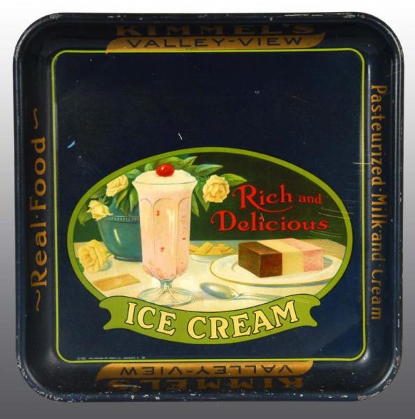 Appraisal: Tin Litho Kimmel's Ice Cream Serving Tray Description Circa s