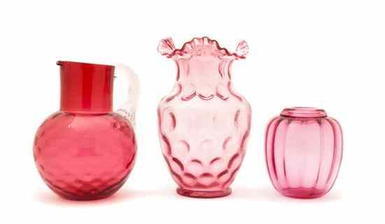 Appraisal: Three Victorian Glass Articles comprising a handled pitcher a flared