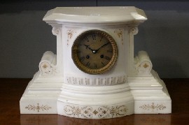 Appraisal: An Australian Empire style white marble mantle clock maker Walsh